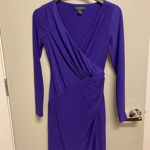 V-neck purple Lauren Ralph Lauren lined dress